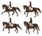 Set of dressage horses with rider