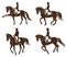 Set of dressage horses with rider