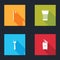Set Drinking plastic straw, Paper glass, Disposable fork and Trash can icon. Vector