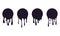 Set of dripping circle paint. Paint drip stickers or circle labels. Ink drop splash. Black drippings sauces current round spots