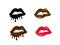 Set of dripping lips with leopard print isolated on a white background for poster or banner. Vector illustration