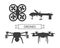 Set Drone Icons Isolated Unmanned Aerial Vehicle