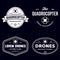 Set of drone logos, badges, emblems and design elements. Quadrocopter flying club, delivery logotypes