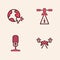 Set Drone, World news, Satellite and Microphone icon. Vector