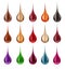 Set of drops with colored hair.