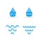 Set: drops and waves icons. Minimal symbols. Vector illustration, flat design