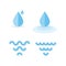 Set: drops and waves icons. Minimal symbols. Vector illustration, flat design