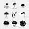 Set Drought, Sun protective umbrella for beach, Sunset, Cloud with rain, snow, Moon, Umbrella and Comet falling down