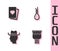 Set Drum, Deck of playing cards, Cowboy and Gallows rope loop hanging icon. Vector