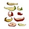 Set of dry apples and pears slices, delicious food, sweet chips, dessert fruits