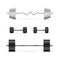 Set of dumbbells and barbells. Fitness and bodybuilding equipment. Vector