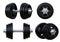 Set of dumbbells with black plates isolated on white background