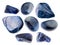 Set of dumortierite stones cutout on white