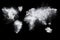 Set of dust powder clouds shaped like earth map