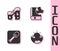 Set Earth core structure crust, Geological fault, Shovel and globe and book icon. Vector