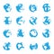 Set. Earth Icon Vector. Simple flat symbol. Perfect blue pictogram on white background.