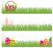 Set of Easter banners grass and Easter eggs