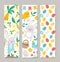 Set of Easter bookmarks or greeting card templates. Vertical Spring holiday posters or invitations. Bright green frame