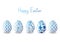Set of Easter eggs with blue patterns