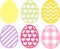 Set of Easter eggs cut files. Eggs vector clip art covered with polka dot, chevron, buffalo plaid and hearts patterns