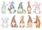Set of Easter gnomes, spring gnomes clipart