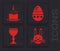 Set Easter rabbit, Easter cake and candle, Cracked egg and Wine glass icon. Vector
