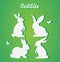 Set of Easter rabbits. Vector silhouette. Paper art and craft st