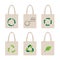 Set eco bags. Bag with recycling icon.