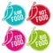 Set of Eco food Badges. Raw, Hot, Eco and Bio Food. Vector hand drawn Signs.