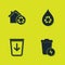 Set Eco House with recycling, Lightning trash can, Send to the and Recycle clean aqua icon. Vector
