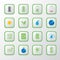 Set of ecological icons on green button, Signs and symbols vector
