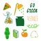 Set of ecological illustrations in green,orange.A collection of images