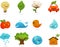 Set of ecology cute icons and illustrations