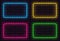 Set of editable attractive realistic shining blue yellow pink green neon decorative frames