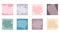 Set of editable square layout templates for social media posts. Abstract minimal backgrounds with pastel watercolor stroke texture