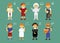 Set of education concept characters who study various subjects in school. Vector illustration in flat design style