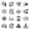 Set of Education icons, such as Architectural plan, Business podium, Chemistry atom symbols. Vector