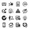 Set of Education icons, such as Calculator alarm, Verify, Ranking symbols. Vector