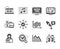 Set of Education icons, such as Survey check, Chemistry lab, Investment graph. Vector
