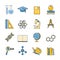 Set of education and learning line icons. Flat