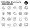 Set of Education outline icons. Contains icons as Puzzle, Mail newsletter and Search employee elements. Vector
