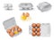 Set of Egg Box with Chicken Eggs, Carton Pack or Egg Container