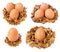 Set of eggs in brown nest isolated