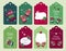 Set of eight Christmas tags collection with mittens and snowflakes.