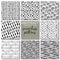 Set of eight hand drawn ink seamless patterns.