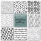 Set of eight hand drawn ink seamless patterns.