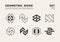 Set of eight minimalistic trendy shapes. Stylish vector logo emb