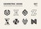 Set of eight minimalistic trendy shapes. Stylish vector logo emb