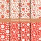 Set of eight seamless vector patterns with hand drawn flowers. design or packaging, fashion, textile, covers