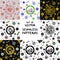 Set of eight vector seamless patterns. Watches in the Victorian style